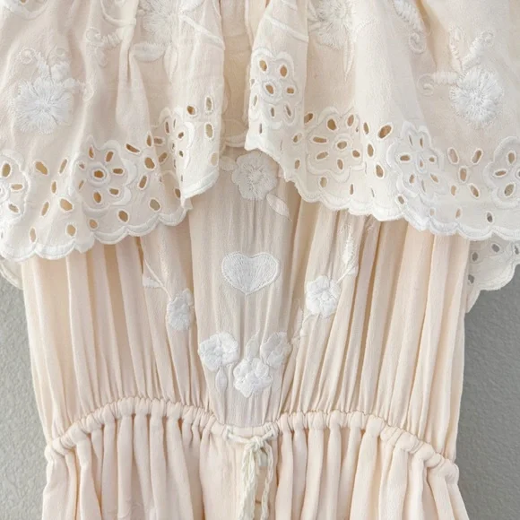 Free People Tambourine Off Shoulder Maxi Dress Large Blush Pink Boho Ethereal - Picture 10 of 15